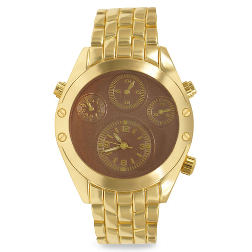 Gold Glossy 4-subdial Executive Classic Mens Watch