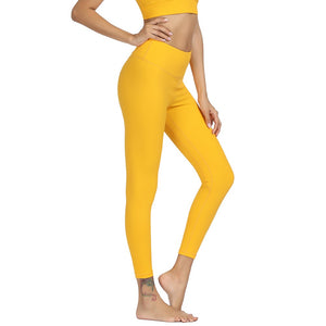 2018 Sexy Women Solid High Waist Hip Push Up Basic Leggings Pants Quick Dry Stretch Sports Tight Yoga Running Gym Slim Trousers