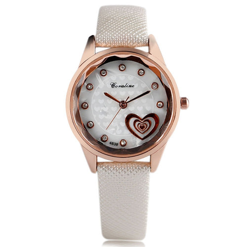 New Fashion Women's Watch, Leather Band Heart Unique Dial Watch for Women Men, Quartz Wrist Watch Gifts